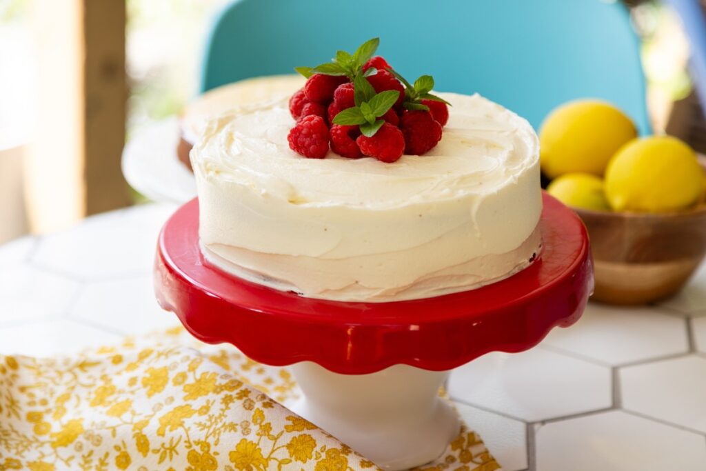 Lemon Raspberry Swirl Cake