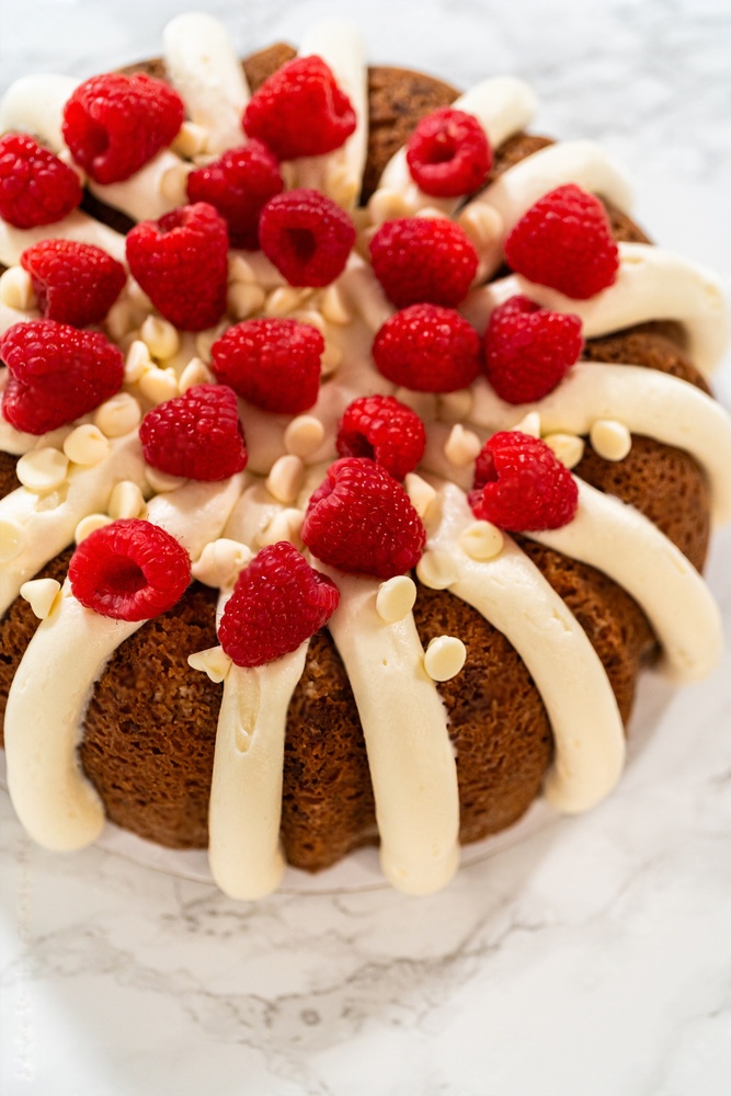 White Chocolate Raspberry Bundt Cake