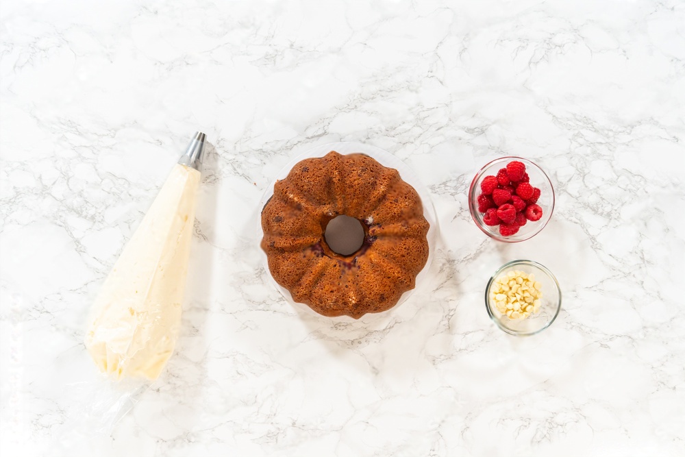 White Chocolate Raspberry Bundt Cake